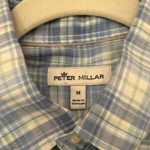 Peter Millar Light Blue and Green Plaid Shirt